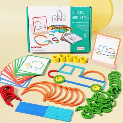 Fun Ring Stereo Puzzle Versatile Educational Thinking Training Creative Sticks Rings Puzzle Montessori Matching Puzzle Toys