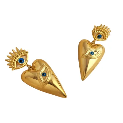 18K Gold PVD Plated Stainless Steel Earrings Trendy Drop-Eye Design Fashionable Party Charm Jewelry for Women