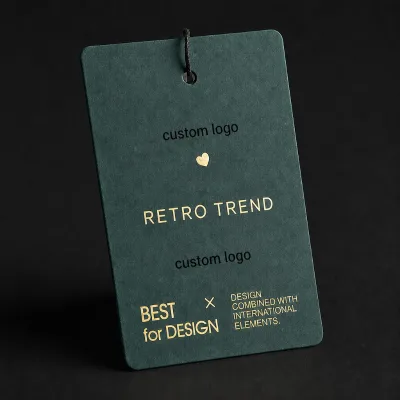 Hang Tag Label Custom Printed Double Side 45x80mm Cotton String Eyelet Custom Logo for Denim OEM Factory Wholesale Brand
