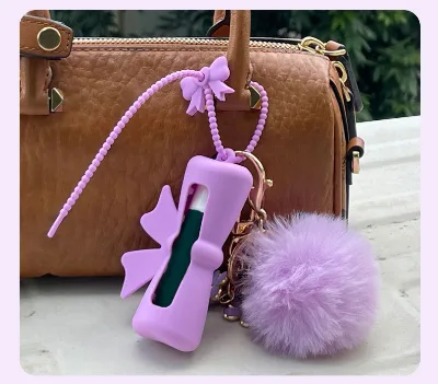 Silicone Lipstick Case Cover Keychain Food Grade Protector Scratch Proof Lip Balm Holder Pendant Keychain