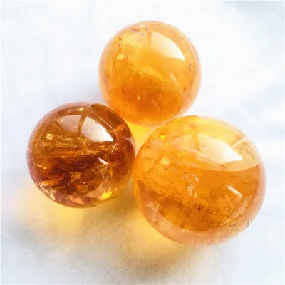 Natural Healing Orange Iceland Spar Honey Calcite Crystal Quartz Sphere Ball