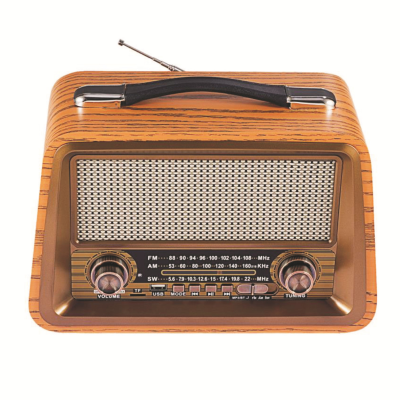 Retro 3-Band Real Wooden Rechargeable Internet Radio with Wireless Link USB MP3 Player Lamp Slot Speaker