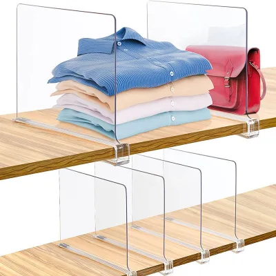 Adjustable Plastic Closet Partition Shelving Bag Storage Divider Organizer for Bedroom