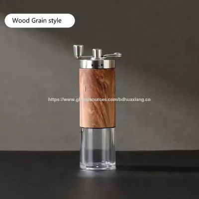 OEM Coffee mill Commercial coffee grinder hand Wood Grain Manual coffee grinder with clear jar