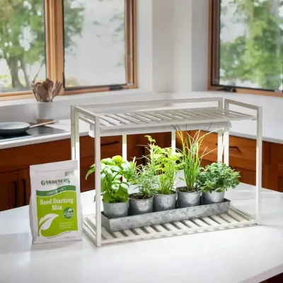 Modern Design Microgreens Kit Adjustable Height Hanging Option Square Tabletop Plant Fiber Material Grow Nursery Trays Lids