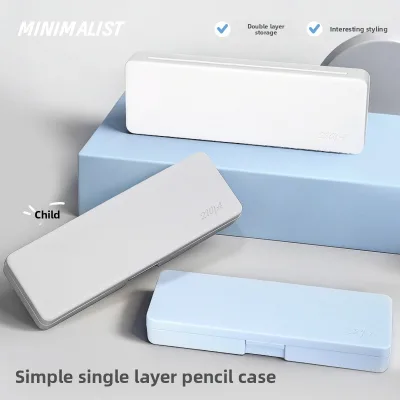 Portable PP Plastic White Square Pencil Case Primary Secondary School Stationery Customizable Logo Printing Boys Girls