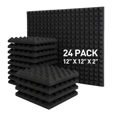 High Density Polyurethane Eco-Friendly NRC 60% Sound Absorbing Self-Adhesive Pyramid Acoustic Foam Panels 30x30cm for Studio KTV