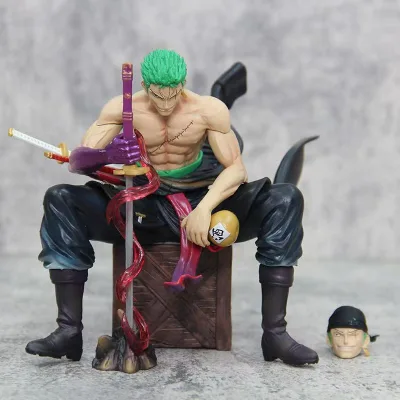 Hot Selling 14.5cm Luffy Zoro Nami Anime Action Figure PVC Sitting Posture Figure Double Heads Collection Statue
