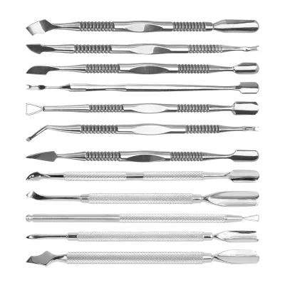 Professional Navy & Clear Cuticle Pusher Nail Fork Gold Stainless Steel Manicure Tool for Nail Care
