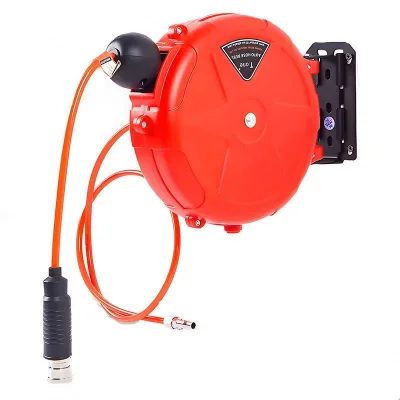 10M Telescopic Wall-Mounted Automatic Rewinding Air Hose Reel Car Cleaning Tool with Rotatable Bracket and Compressor