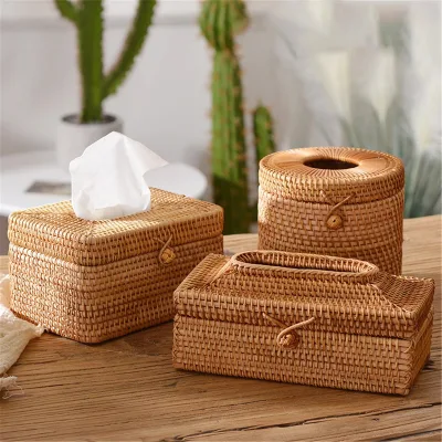 Handmade Rattan Woven Tissue Boxes Storage Box
