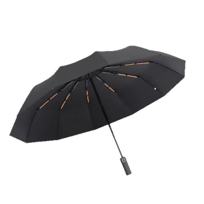 Promotional Umbrella Wholesale Business Gift Manual Open 3 Folding Polyester Pongee Travel Windproof Umbrella