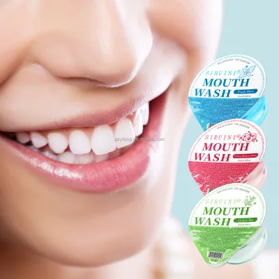 OEM Mini Green Tea Mouth Wash Portable Probiotic Mouth Wash in Sachets Jelly Cup Travel Size Fresh Breath Mouthwash Oral Care