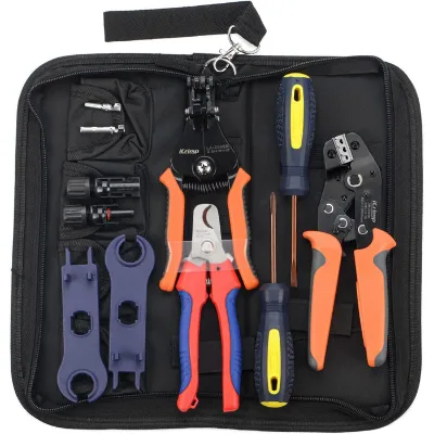 IWS18118 2.5/4/6mm² Solar PV Cable Crimping Tool Kit with Wire Stripper, Wire Cutter, Solar Spanner and Connectors