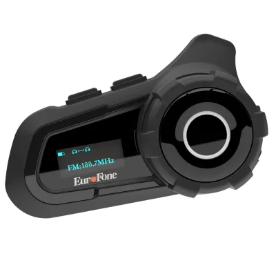 EuroFone Automatic Answering Helmet for Walkie Talkie Headset Motorbike Intercom IP67 Waterproof Music Sharing LCD Screen