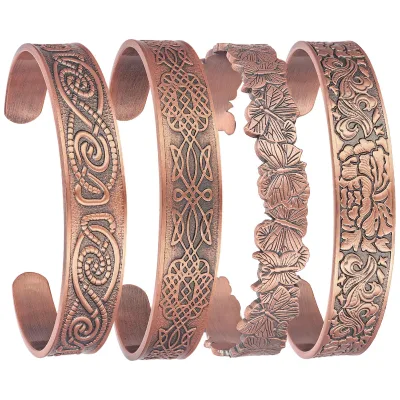Viking Style Vintage Jewelry Pure Copper Bracelets for Arthritis Pian Butterfly Design Customized Bracelets Set Gift