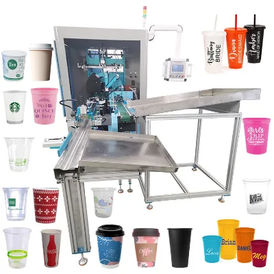 Commercial Computerized Automated Screen Printing Machine Round Multicolor Fully Automatic Rotating Customizing Screen Printer