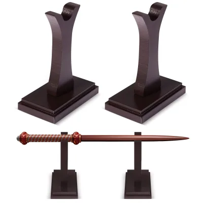 1 Tiered Wizard Wand Stand Display Shelf Novelty & Creative Home Decoration Halloween Decor Wood Wand Sword Holder Collectibles