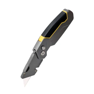 Folding Utility Knife, Box Cutter Retractable Heavy Duty with Pocket Clip, SK5 Quick-Change Box Cutter