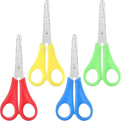 Color Plastic Handle Children's Hand-cut Stainless Steel Round Head Safety Scissors Suitable for Children Paper-cutting