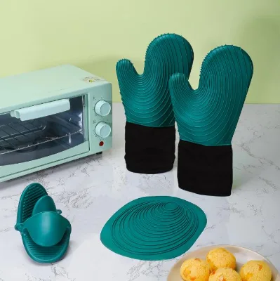 Cheap Non Slip Heat Resistant Silicone Oven Mitts for Cooking Grill BBQ Baking with Cotton Lining Hanging Loop