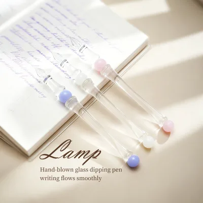 MAJOHN Lamp Handmade Crystal Glass Dip Pen Set F Nib Standard Type Dip Pen Adult Students Office Use Writing Finance 0.5mm