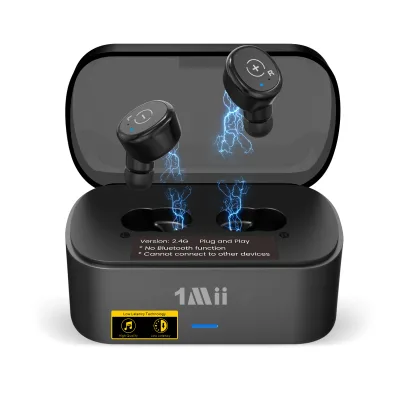 1Mii 2.4GHz Noise Cancelling TWS On-Ear Wireless Earphones Transmitter Set with Over 10m Range for TV