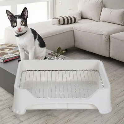 Wholesale Stainless Steel & Plastic Mesh Frame Anti-Stepping Cat Litter Box Easy Clean Large Capacity Indoor Outdoor
