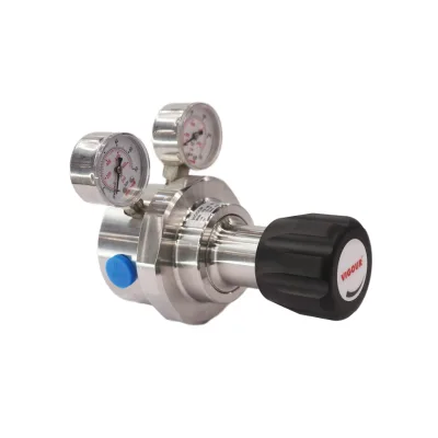 PCTFE Piston-Style Stainless Steel 316L Manual Power Regulator Bubble-Tight Leak Rate 300 Bar Inlet Pressure for LPG Argon Media