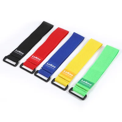 Custom Colorful Self Locking Nylon Ties Buckle Belt Hook and Loop Adjustable Non slip Lipo Battery Straps