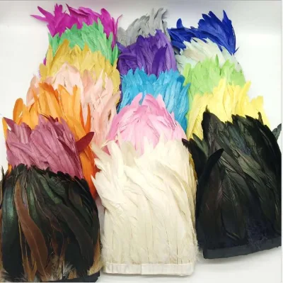 8-10inch Assorted Colors Bleached White Color Rooster Tail Feather Trim and Fringe for Fly Tying Decoration