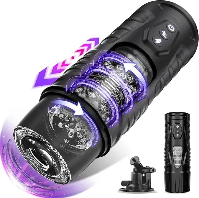 One Click Burst Mode 3D Realistic Thrust Rotating Automatic Male Masturbator Adjustable Suction Base Real Touch dropshipping