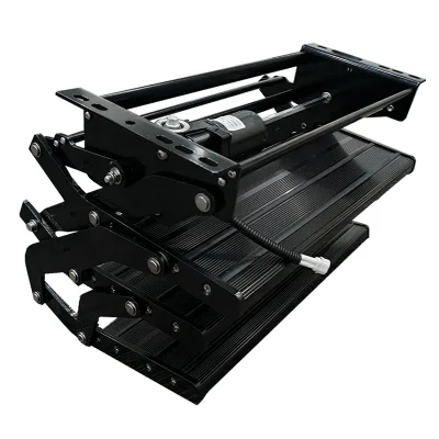 Low MOQ All Black Color 12V Triple-layer Caravan Motorhome Electric Folding Step With Aluminum and Steel Material for RVs