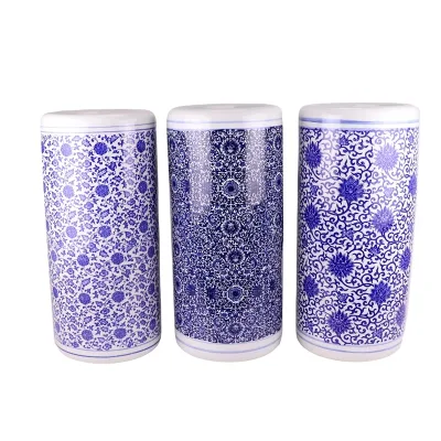 RZUA01-A/B/C/D/E/F Jingdezhen Cheap Antique Under-Glazed Blue and White Ceramic Umbrella Holder for Home Decor