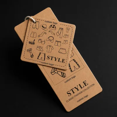 Paper Hang Tag Custom Debossed 45x75mm Leather String Custom Logo Personalized for Premium Accessories OEM Factory Wholesale