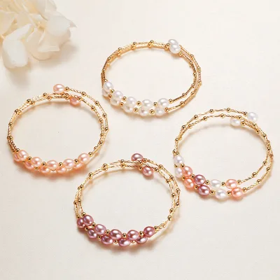 Ethnic Style Baroque Freshwater Pearl Bracelet Handmade Jewelry Gift
