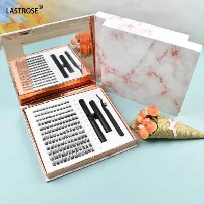DIY Segment Lashes Individual Fan Lash Extension Kit Private Label Segment Lashes Tools Set Wholesale DIY Natural Clusters Kit