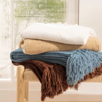 Quality Assurance Chinese Manufacturers Cheap Soft Woven Chenille Throw Blanket for Living Room