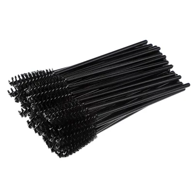 Plastic Handle Black Synthetic Fiber One-off Disposable Eyelash Mascara Applicator Wand
