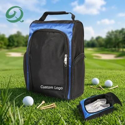 Premium Custom Logo Lightweight Durable Portable Golf Shoe Bag Nylon Zipper Handle Golf Shoes Outdoor Sport Pouch Carrying Bag