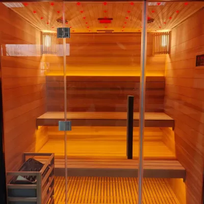 Professional Dry Steam Combined Sauna House Red Ceder Wood Sauna 3-4 Person Sauna Room Person Sauna for Spa