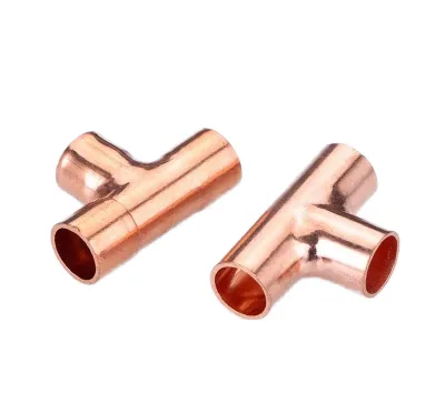 Copper Equal Tee Welding Pipe Connector 3-Way Model 1/4 Cleaned Surface for Air Conditioning Refrigeration Fitting