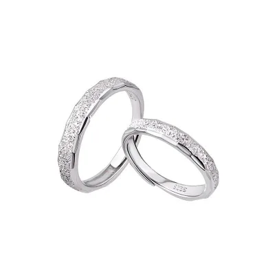 S925 Pure Silver Plain Ring Couple Wedding Ring Female Male Niche Open Index Finger Ring Sterling Silver Couple Ring