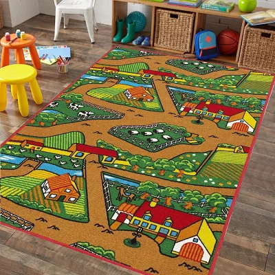 Toddler Play Mat City Life Extra Large Baby Area Rug for Kids Specs Polyester Kids Bedroom Rugs