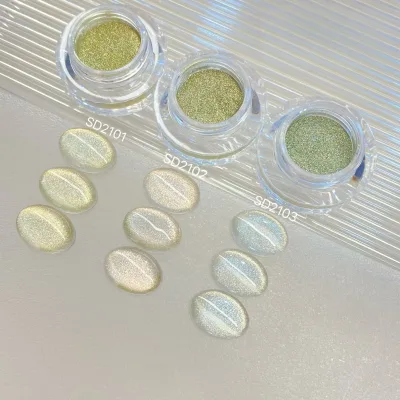 Premium Champagne Gold Cat Eye Magnetic Nail Powder Super Shiny Mirror Sequin Holographic Glitter for Salon DIY Nail Art