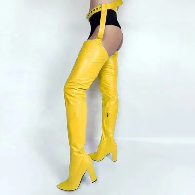 Special Style Design Women Winter Boots Over the Knee High Chunky Heels Zipper Decorate Solid Pointed Toe Beauty Sexy Shoes