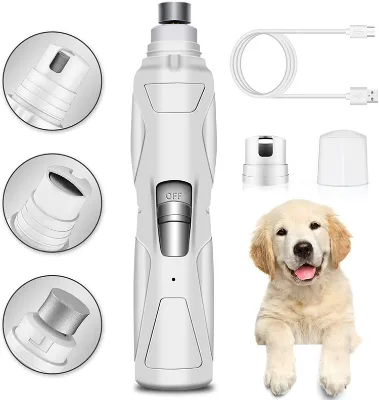 Dog Nail Grinder Trimmer Professional Quiet 2-Speed Rechargeable Electric Pet Grooming&Smoothing Tool Kit Painless Paw Clipping
