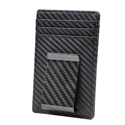 Men's Rfid Slim Wallet Eco Friendly Slim Wallet Carbon Fiber Card Holder Wallet with Money Clip