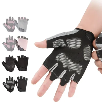 Anti-slip Shock Absorption Sweat Wiping Adjustable Breathable Half Finger Fitness Bike Cycling Gloves