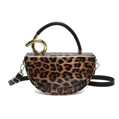 Women's 2026 New European and American Style Fashion Leopard Print Niche Retro All-Match Saddle Bag